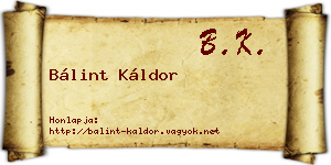 Bálint Káldor névjegykártya